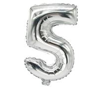 PAPSTAR Ballon en plastique "Chiffres" 350 x 200 mm Chiffre : 5 argenté
