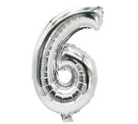 PAPSTAR Ballon en plastique "Chiffres" 350 x 200 mm Chiffre : 6 argenté