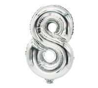 PAPSTAR Ballon en plastique "Chiffres" 350 x 200 mm Chiffre : 8 argenté