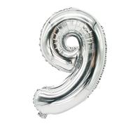 PAPSTAR Ballon en plastique "Chiffres" 350 x 200 mm Chiffre : 9 argenté