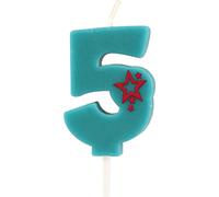 PAPSTAR Bougie numérotée, Mini 6,8 cm bleu "5" | Blister (1 pièce)