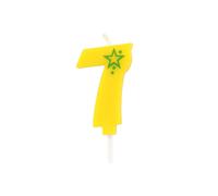 PAPSTAR Bougie numérotée, Mini 6,8 cm jaune "7" | Blister (1 pièce)
