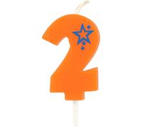 PAPSTAR Bougie numérotée, mini 6,8 cm orange "2" | Blister (1 pièce)