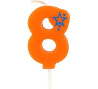 PAPSTAR Bougie numérotée, mini 6,8 cm orange "8" | Blister (1 pièce)