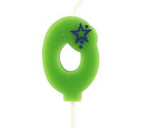 PAPSTAR Bougie numérotée, mini 6,8 cm vert "0" | Blister (1 pièce)