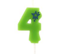 PAPSTAR Bougie numérotée, mini 6,8 cm vert "4" | Blister (1 pièce)