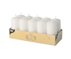 PAPSTAR Bte de 10 Bougies cylindrique Diam 40 mm H 90 mm Blanc