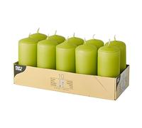 Papstar Bougies cylindriques – Boîte de 10 – Ø 40 mm H 90 mm – Vert kiwi