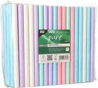 PAPSTAR 88024 Lot de 200 pailles à thé à bulles, en papier, diamètre : 12 mm, couleurs assorties, 20 cm, pour le thé à bulles, en papier,