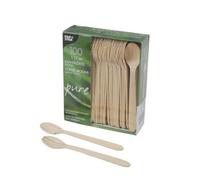 Einweggeschirr & Besteck lot de 100 cuillères en bois de 11 cm