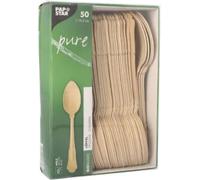 Papstar cuillère bois Pure 19,5cm nature design vintage 50 pièces