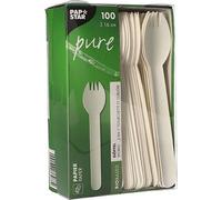 PAPSTAR Cuillère en papier "pure" Longueur : 160 mm blanc 100 pièces