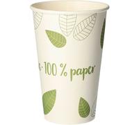 PAPSTAR Gobelet en carton "pure" ZERO 0,3 l beige/vert 50 pièces