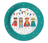 PAPSTAR Lot de 10 Assiettes Jetables en Carton Rondes Superhero 88576 - Diamètre : 23 cm