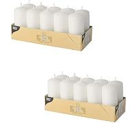 PAPSTAR Lot de 10 bougies pilier - 40 mm - 90 mm - Crème - Blanc - Lot de 2