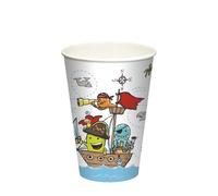 PAPSTAR Lot de 10 gobelets jetables en carton 0,2 l Ø 7 cm 9,7 cm Pirate Crew 88494