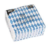 Papstar Lot de 100 serviettes en papier bleu bavarois - 1 épaisseur - Pliage en 4-33 x 33 cm - Pour la restauration ou les fêtes - Pour les spécialités bavaroises