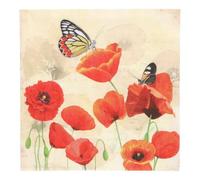 PAPSTAR Lot de 200 serviettes en papier triple épaisseur pliage 1/4 33 cm x 33 cm Motif fleurs de coquelicot