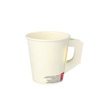 PAPSTAR Lot de 25 gobelets en carton pour boissons chaudes - 180 ml - Avec anse - Gobelets jetables en carton pour les déplacements - Gobelets à café, vin chaud, gastronomie - Blanc