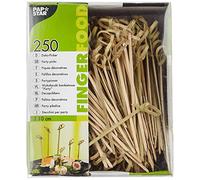 Papstar Lot de 250 brochettes en Bois Naturel de 10 cm avec nœud Original pour Les Amuse-Gueules, Les Petites collations, Les antipasti et Les Cocktails, Design élégant