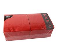 Papstar Lot de 250 serviettes 3 plis pliées en 4 Rouge 33 x 33 cm 12483