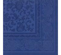 Papstar - Lot de 5 x 50 Serviettes "ROYAL Collection" pliage 1/4 40 cm x 40 cm bleu foncé "Ornaments"