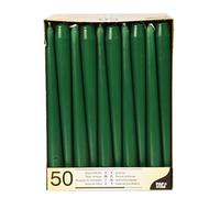 Papstar – Bougies pour chandelier – 50 pièces – diamètre 2,2 cm – 25 cm – Vert foncé