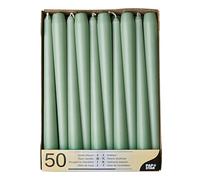 Papstar Bougies de chandelier Lot de 50 – 25 cm, Ø 2,2 cm – Vert jade