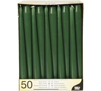 Papstar – Bougies pour chandelier – 50 pièces – diamètre 2,2 cm – 25 cm – Vert foncé