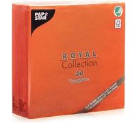 Papstar, Lot de 50 serviettes Royal Collection - Pliage 1/4-40 x 40 cm - Nectarine - #84813