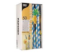 Papstar pailles en papier avec décoration Pineapple 20 cm 50 pièces