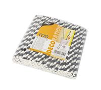 Papstar pailles papier Strippes 20cm noir blanc 100 pièces