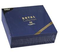 Papstar Royal Collection 11605 Lot de 50 Serviettes pliées en 4 Bleu foncé 40 x 40 cm