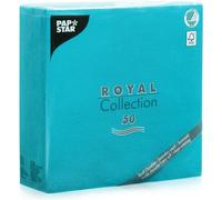Papstar Royal Collection 81748 Lot de 50 Serviettes pliées en 4 Turquoise 40 x 40 cm