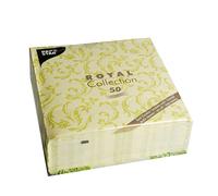 Papstar serviettes 40cm 1/4 pli Royal Damascato vert citron 50 pcs.