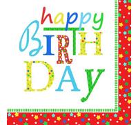 PAPSTAR Serviettes à motif "Happy Birthday" 330 x 330 mm 20 pièces