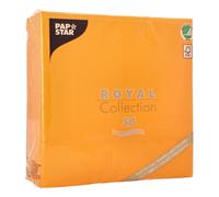 Papstar Serviettes jetables Lot de 50 – Grandes carrées, toucher lin, 3 plis, 40,6 x 40,6 cm, Orange