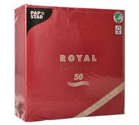 Papstar Serviettes Royal Collection 11608 Pliage 1/4 40 x 40 cm Bordeaux – Lot de 50