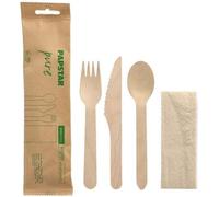 PAPSTAR Set de couverts "pure" en bois de bouleau 4 pièces 50 pièces