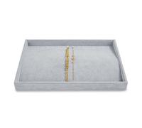Papten plateau à bijoux empilable en velours, rangement de bijoux tiroir insert à bijoux organisateur présentoir à bijoux pour collier chaîne (gris)