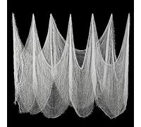 PAPU 215 x 500 cm Tissu Effrayant Tissu à Fromage Halloween Décoration Tissu Horreur Coton Mousseline Tissus pour Maisons hantées Fête Portes Rideau Décoration Extérieure(Blanc)