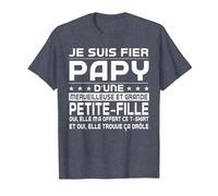 Papy d'une et Grande Petite-Fille Grandpa T-Shirt, Homme, Bleu Chiné, 3XL