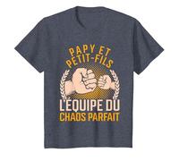 Papy Et Petite-Fils L'Équipe du Chaos Parfait Grands-Pères T-Shirt, Enfant, Bleu Chiné, 3 Ans