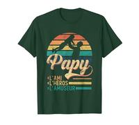 Papy L'Ami Héros Amuseur Fête des Grands-pères Humour Papou T-Shirt, Homme, Vert Forêt, XXL