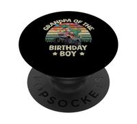 Papy of The Birthday Party Monster Truck T-Rex Grandpa PopSockets PopGrip Adhésif