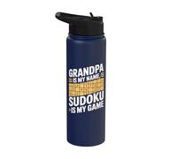 Papy s'appelle Mon nom Sudoku est mon jeu Stainless Steel Insulated Water Bottle