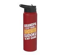 Papy s'appelle Mon nom Sudoku est mon jeu Stainless Steel Insulated Water Bottle