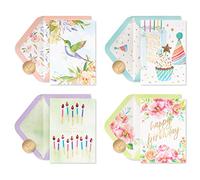 Papyrus Assortiment de cartes d'anniversaire de luxe avec fleurs et bougies (lot de 4)
