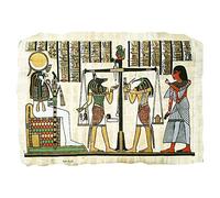 Papyrus égyptien authentique (22 x 33 cm) - Le Jugement Dernier d'Osiris (Psycostase) - Peint à la main en Égypte avec Dieux Anubis, Horus et Thot
