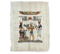 Papyrus égyptien authentique 22 x 33 cm, Ramsès II et Néfertari devant la déesse Hathor, peint à la main en Égypte